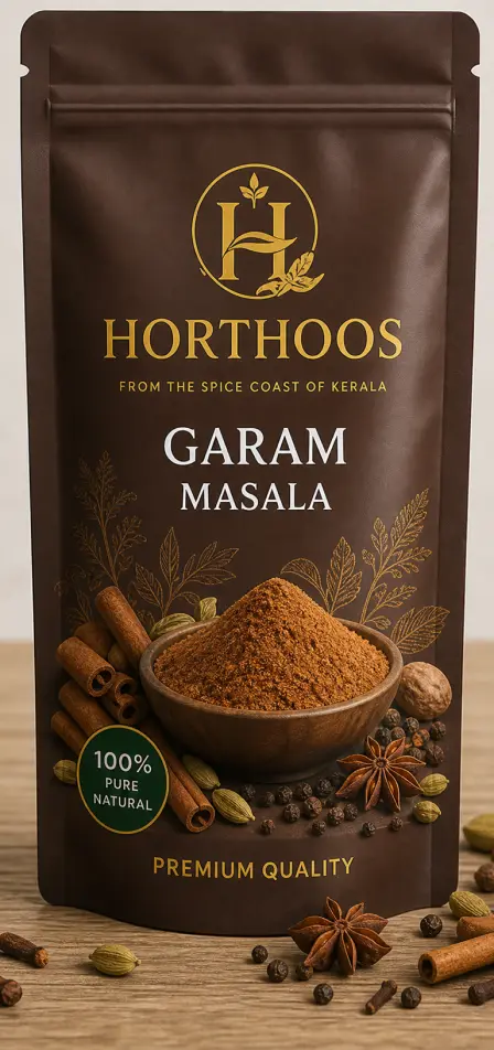 Horthoos Garam Masala pouch with cinnamon, cardamom, cloves and star anise